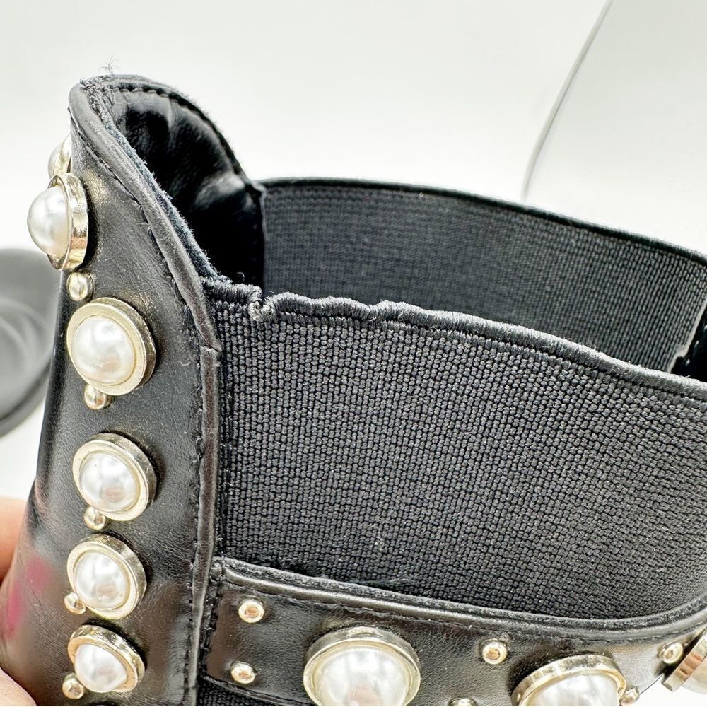 Zara Pearl and Stud Black Botin Mid Heel Ankle‎ Boots 37 US 6.5 - Picture 9 of 14